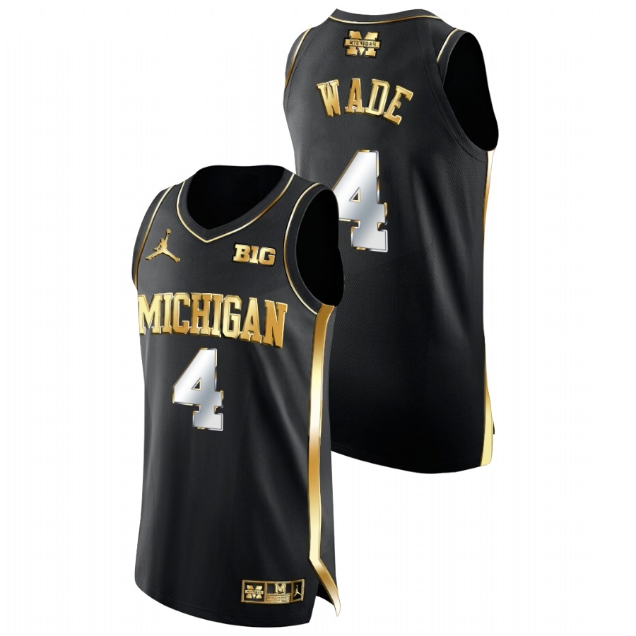 Michigan Wolverines Men's NCAA Brandon Wade #4 Black Golden Diamond Edition College Basketball Jersey FPS7849CY